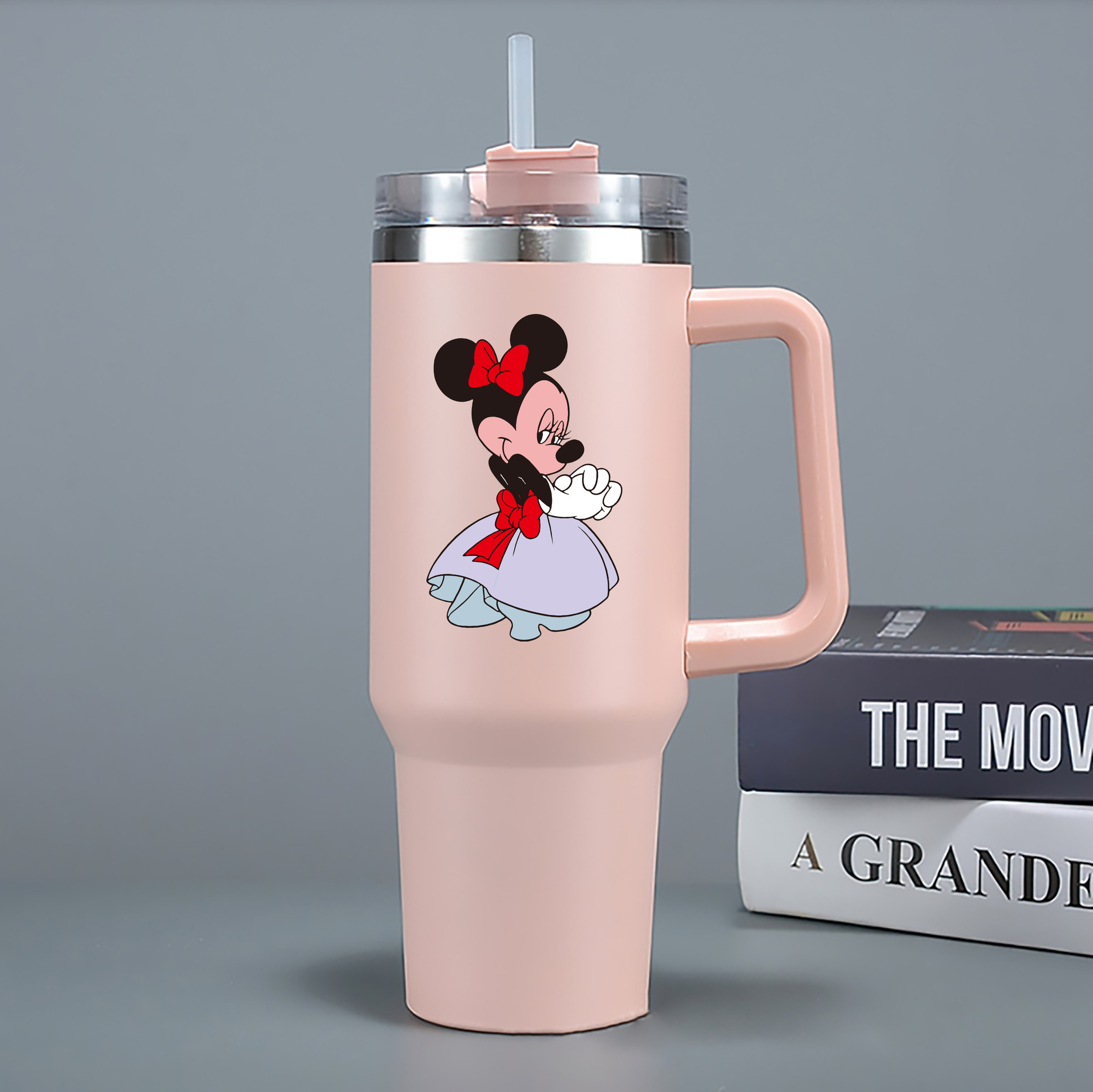 （画像用） ミッキーマウス Mickey Mouse 1200mL車用タンブラー - クリスタルステッカー（プラスチックストロー付き）